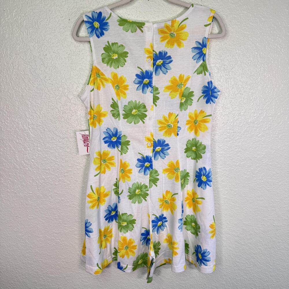 Vintage Pennylane Romper Womens Large Floral Button Bow 90s Daisy Retro NEW - Picture 2 of 13